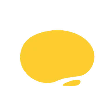 A digital illustration of a yellow speech bubble on a yellow background.